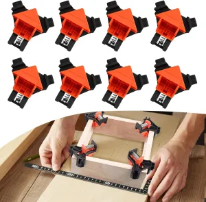 90 Degree Angle Clamps - 8pcs ABS Adjustable Swing Corner Clips for Woodworking, Drilling, Cabinets & Framing