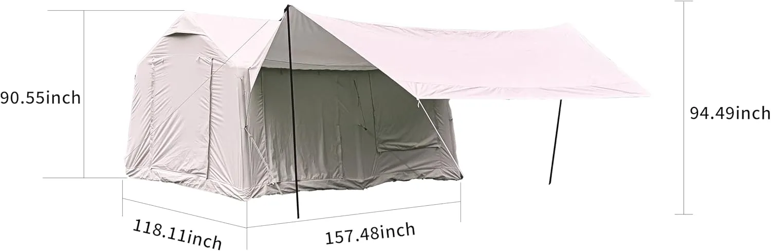 9.8 x13ft with Canopy, Inflatable Camping Tents with Hand Pump, Air Glamping Tents, Easy Setup Waterproof and Windproof Blow up Tent