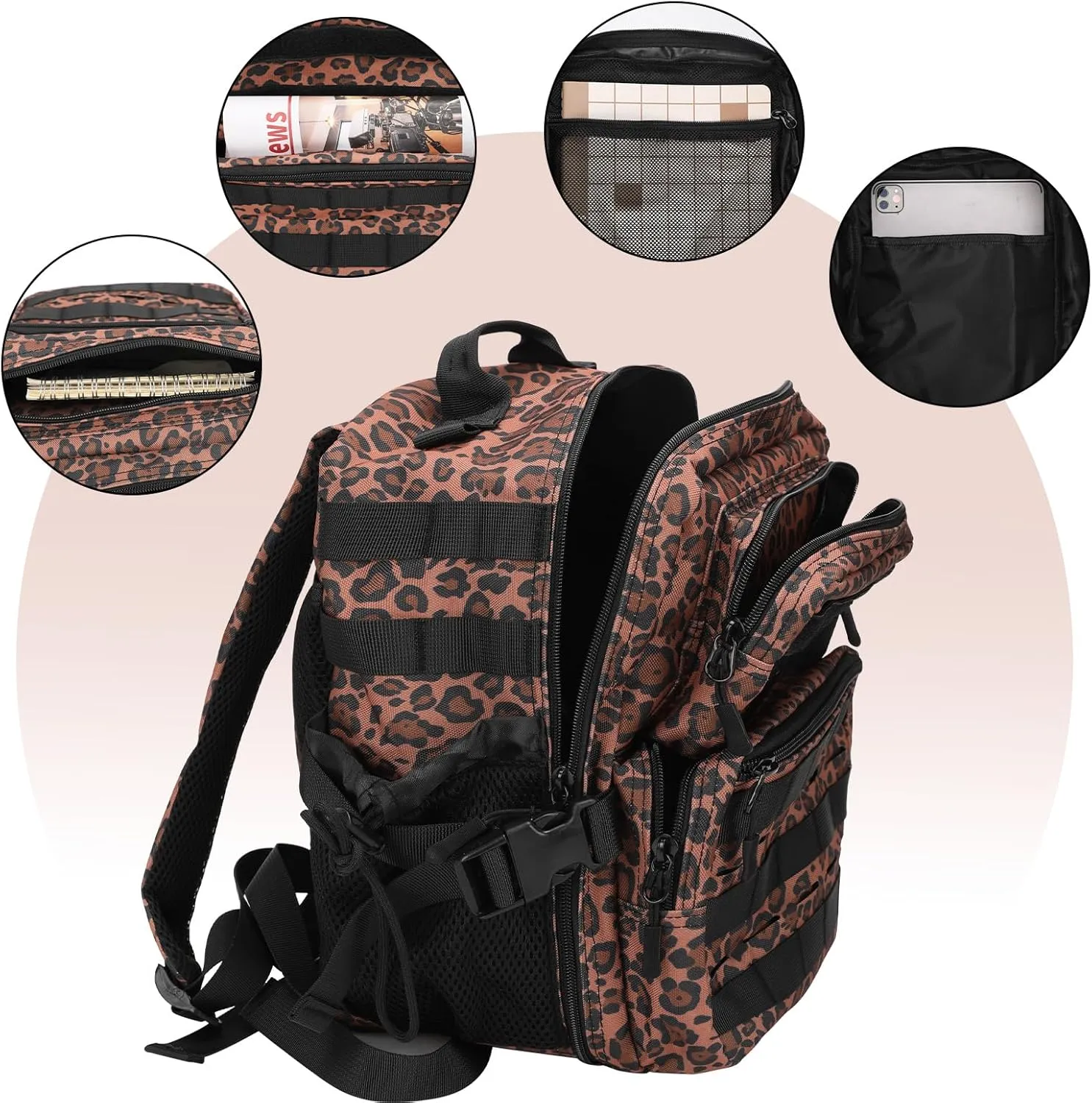 9L Mini Tactical Backpack for Men Women,Small Military Tactical Backpack for Sport,Gym,Hiking,Travel,Camping(Leopard)