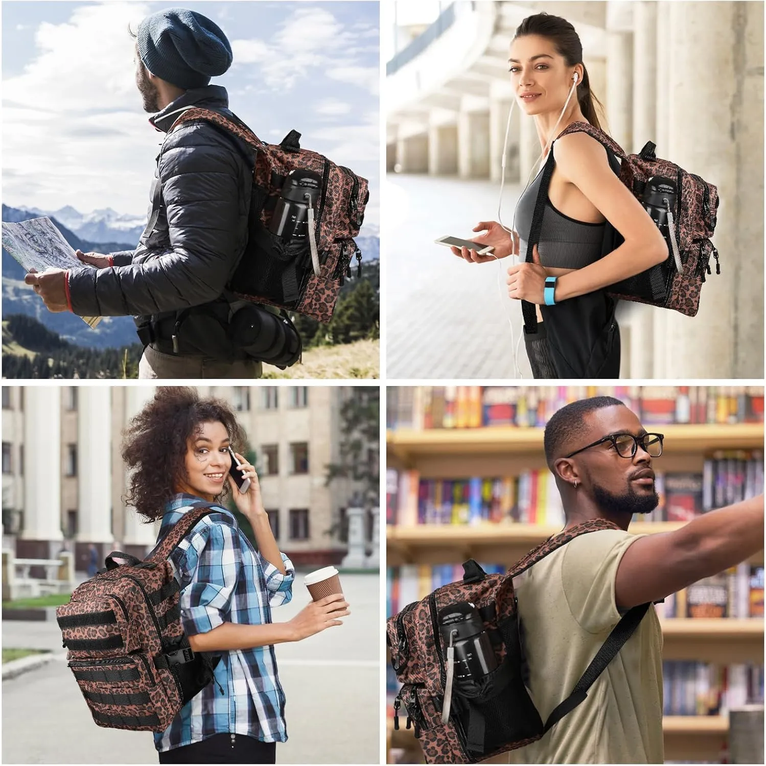 9L Mini Tactical Backpack for Men Women,Small Military Tactical Backpack for Sport,Gym,Hiking,Travel,Camping(Leopard)