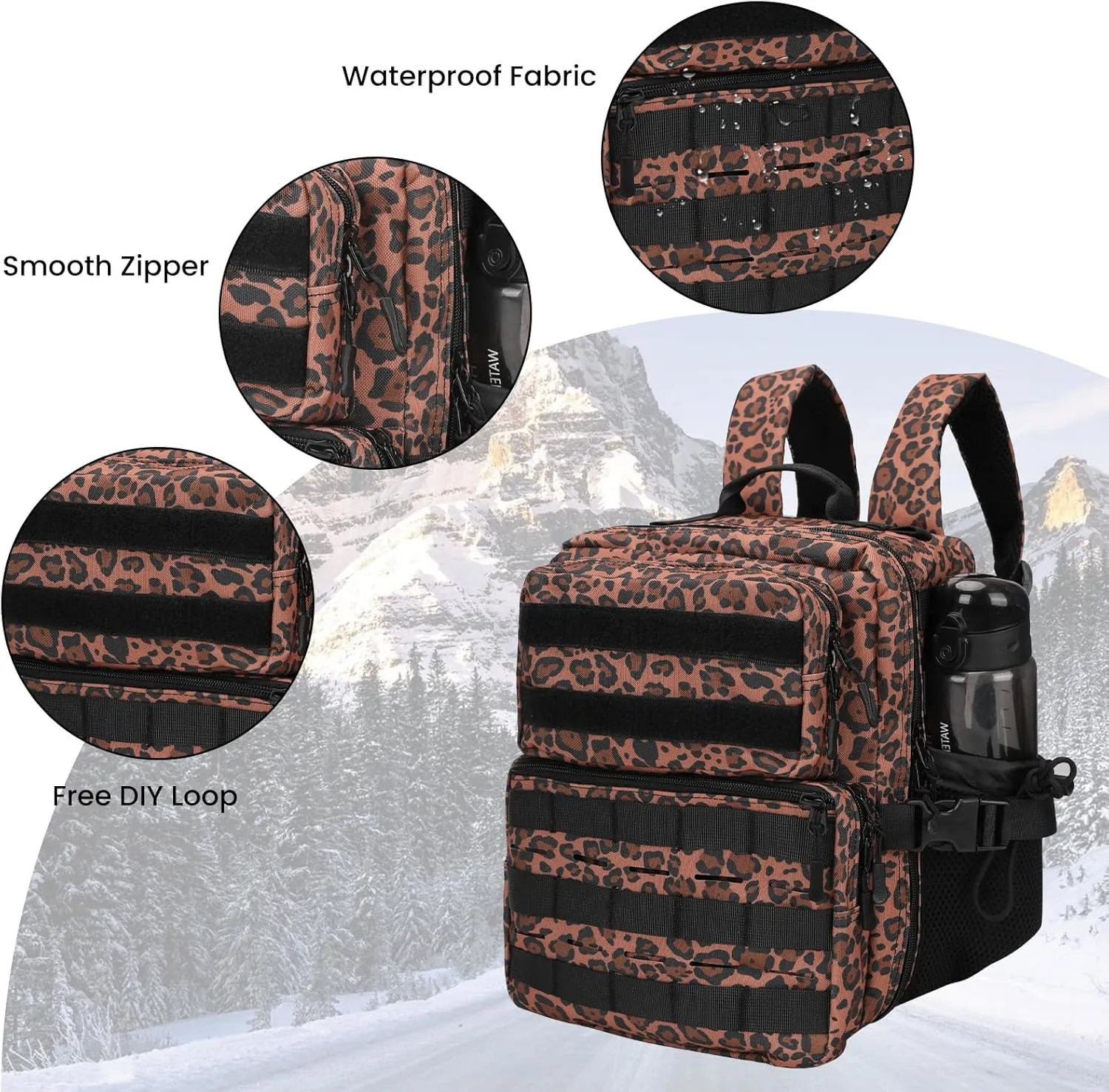 9L Mini Tactical Backpack for Men Women,Small Military Tactical Backpack for Sport,Gym,Hiking,Travel,Camping(Leopard)