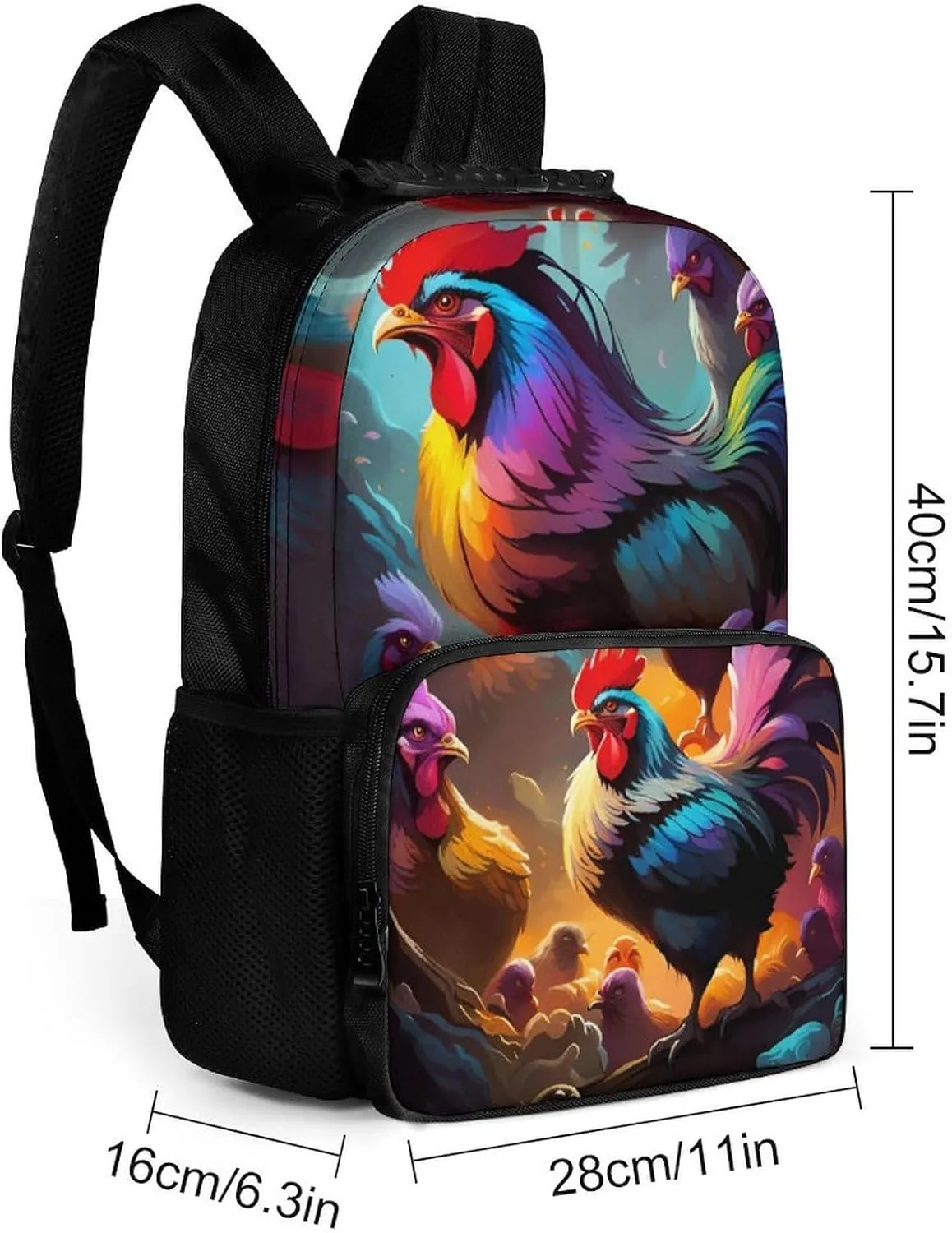 A Brood Of Chickens Art Shoulder Book Bags Polyester Multipurpose Anti-Theft Carry On Bag Large Capacity Travel Hiking & Camping Rucksack