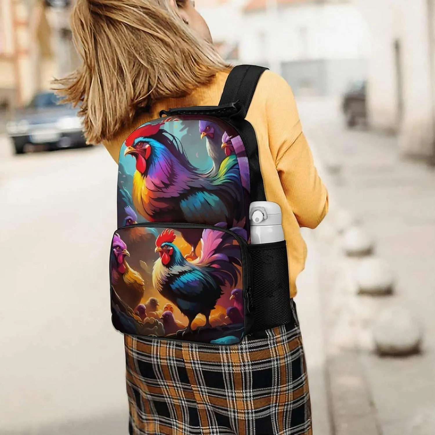 A Brood Of Chickens Art Shoulder Book Bags Polyester Multipurpose Anti-Theft Carry On Bag Large Capacity Travel Hiking & Camping Rucksack