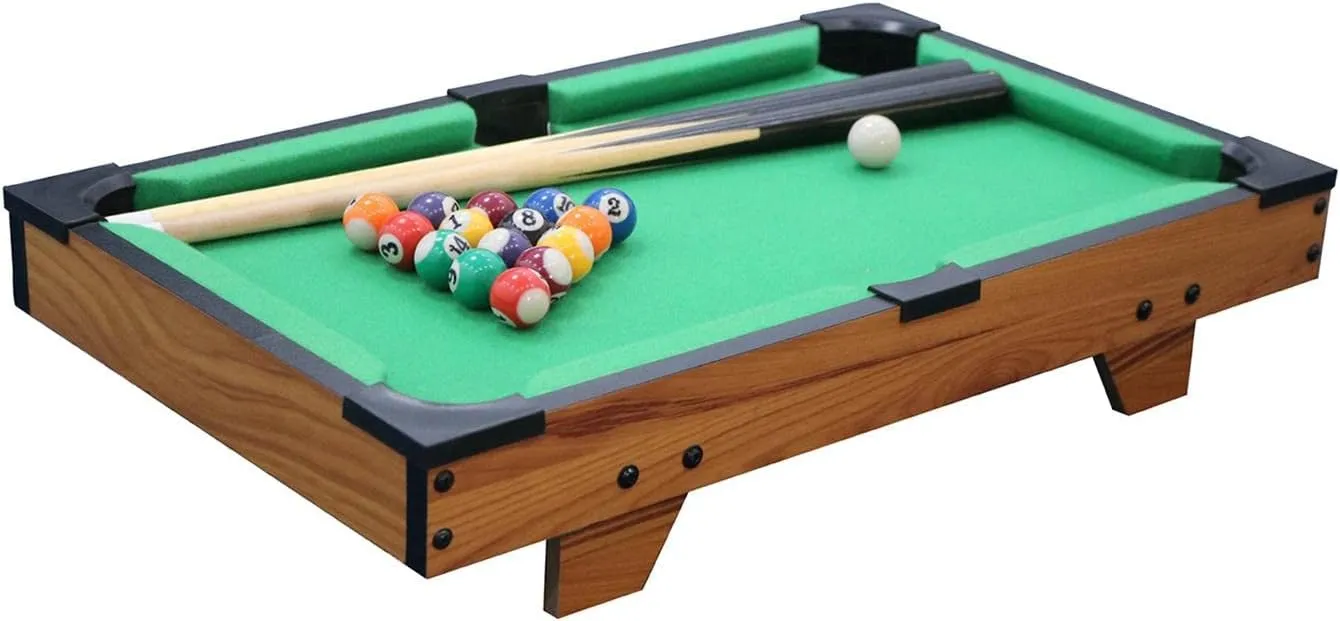 AAGAZA Portable Mini Table Pool, Miniature Balls Game Set with Sticks in teractive Play Cues Snooker for Desktop Entertainment Dorm Kids Office