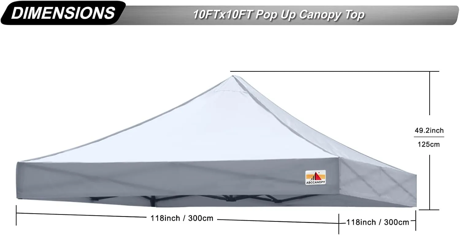 ABCCANOPY Replacement Canopy Top for Pop Up Canopy Tent (10x10, Gray)