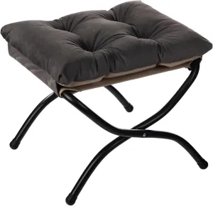 AbocoFur 15"(H) Folding Footrest Stool, Accent Padded Sofa Foot Stool for Lazy Chair, Upholstered Small Foldable Ottoman, Metal Frame Portable Foot Rest Ottoman for Living Room, Bedroom, Smoky Grey