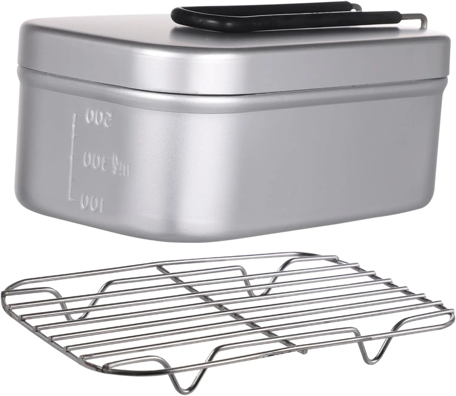 ABOOFAN 2Pcs Camping Bento Pot Foldable Handle Outdoor Food Container with Steamer for Picnic Hiking and Backpacking Cookware