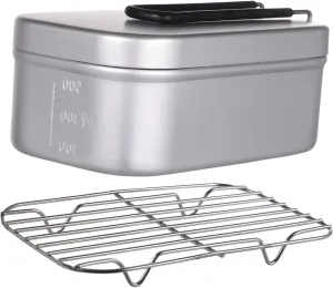 ABOOFAN 2Pcs Camping Bento Pot Foldable Handle Outdoor Food Container with Steamer for Picnic Hiking and Backpacking Cookware