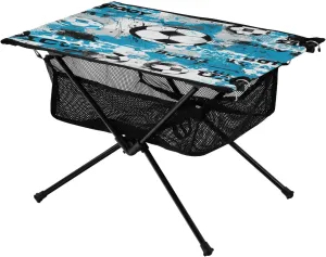Abstract Football Blue Portable Folding Camping Table, Compact Lightweight Beach Table with Carrying Bag for Outdoor Picnics, BBQs, Camp
