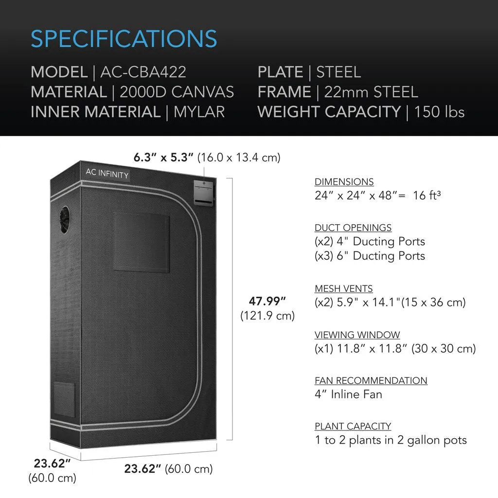AC Infinity Cloudlab 422 Grow Tent 2x2 - 60cm x 60cm