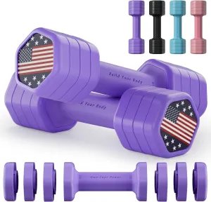 Adjustable Dumbbell Set of 2, 4 in 1 Hand Weights for Women at Home, 5 lb Weights Dumbbells set of 2, Each 2lb 3lb 4lb 5lb with TPU Soft Rubber Handle for Home Gym Exercise Training