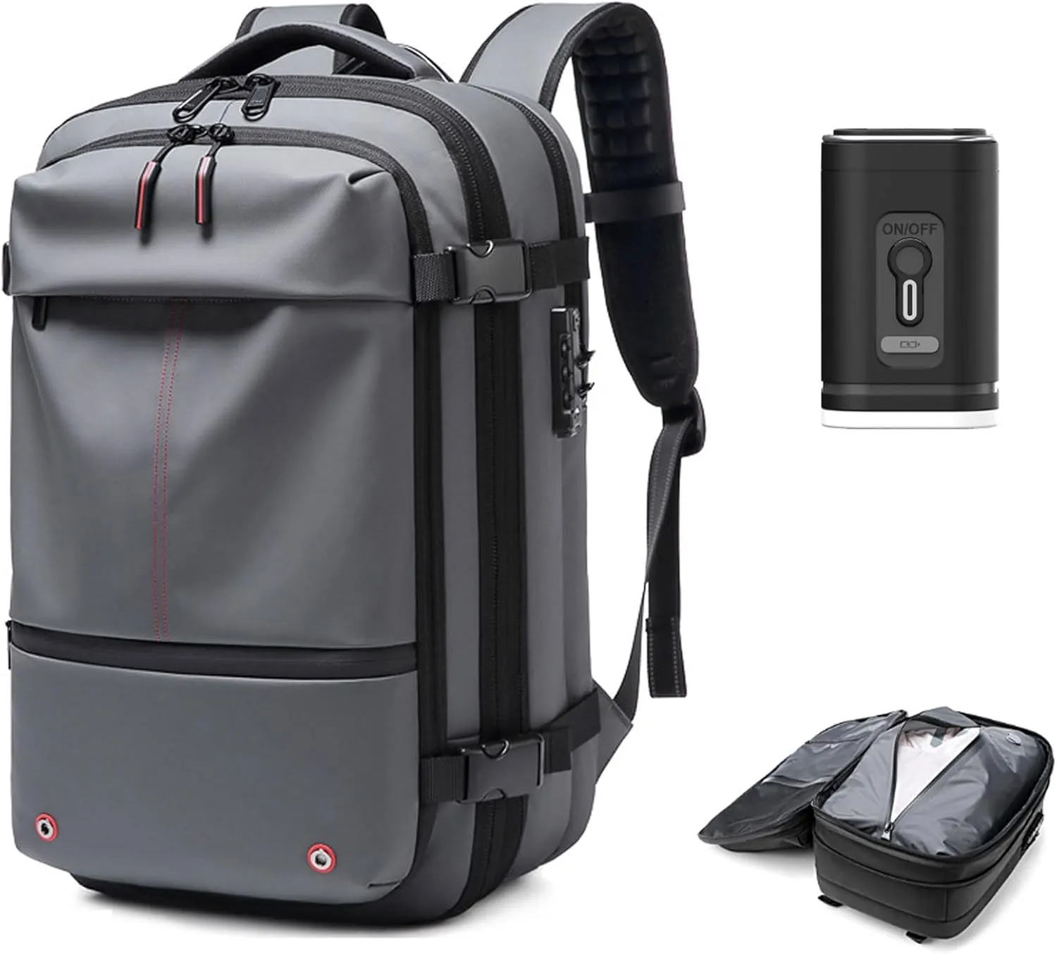 Aeropack Backpack, Aeropack Backpack Travel with Pump, 2025 New Premium 60l Expandable Waterproof Vacuum Travel Backack (Gray)