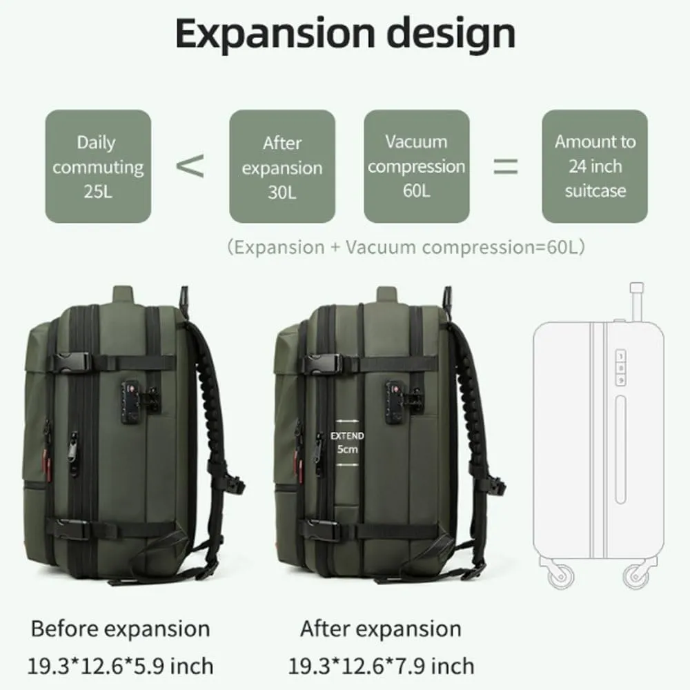 Aeropack Backpack, Aeropack Backpack Travel with Pump, 2025 New Premium 60l Expandable Waterproof Vacuum Travel Backack (Gray)