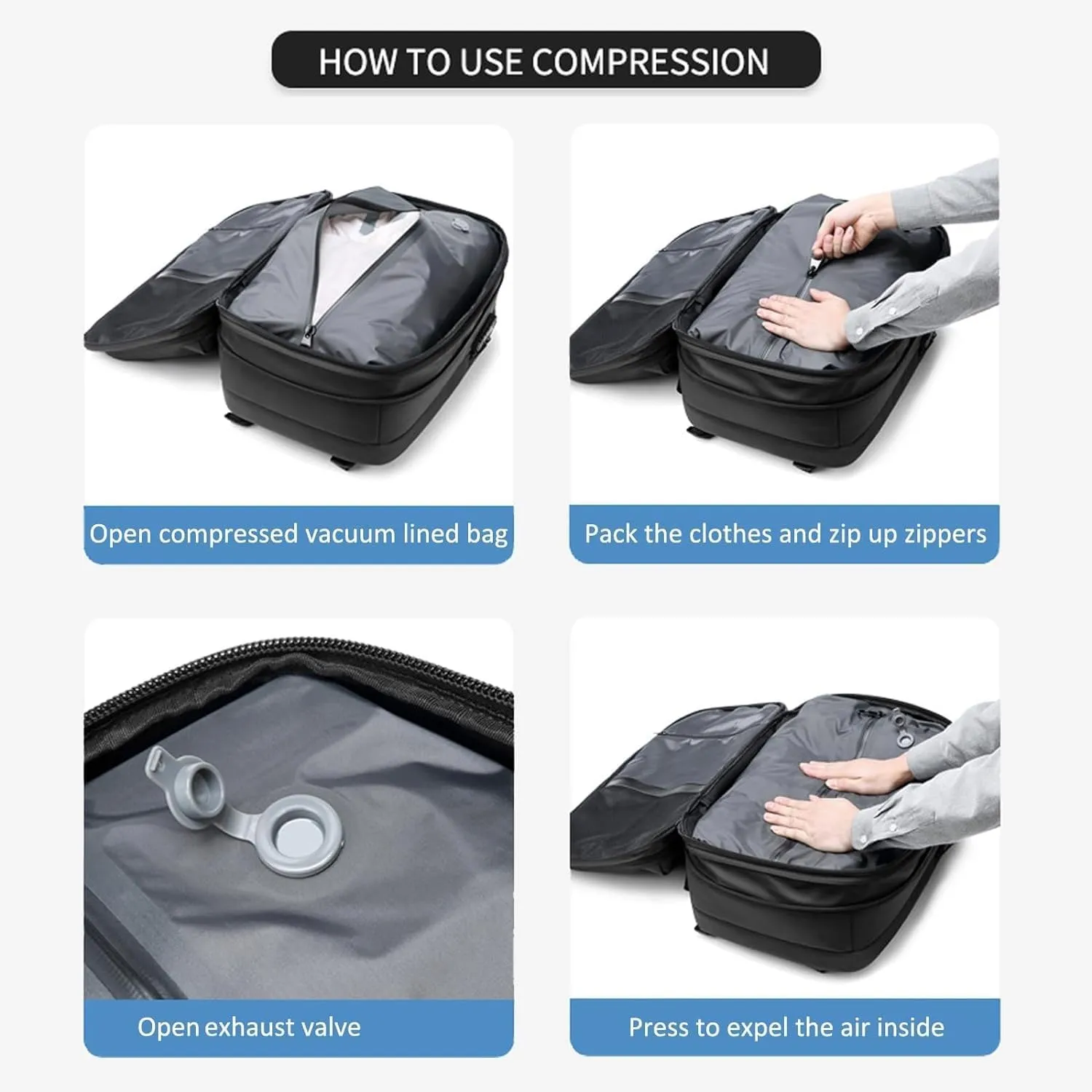 Aeropack Backpack, Aeropack Vacuum Compression Backpack, 2025 60l Expandable Backpack with Vacuum Compression (Black 1.0, Bag)