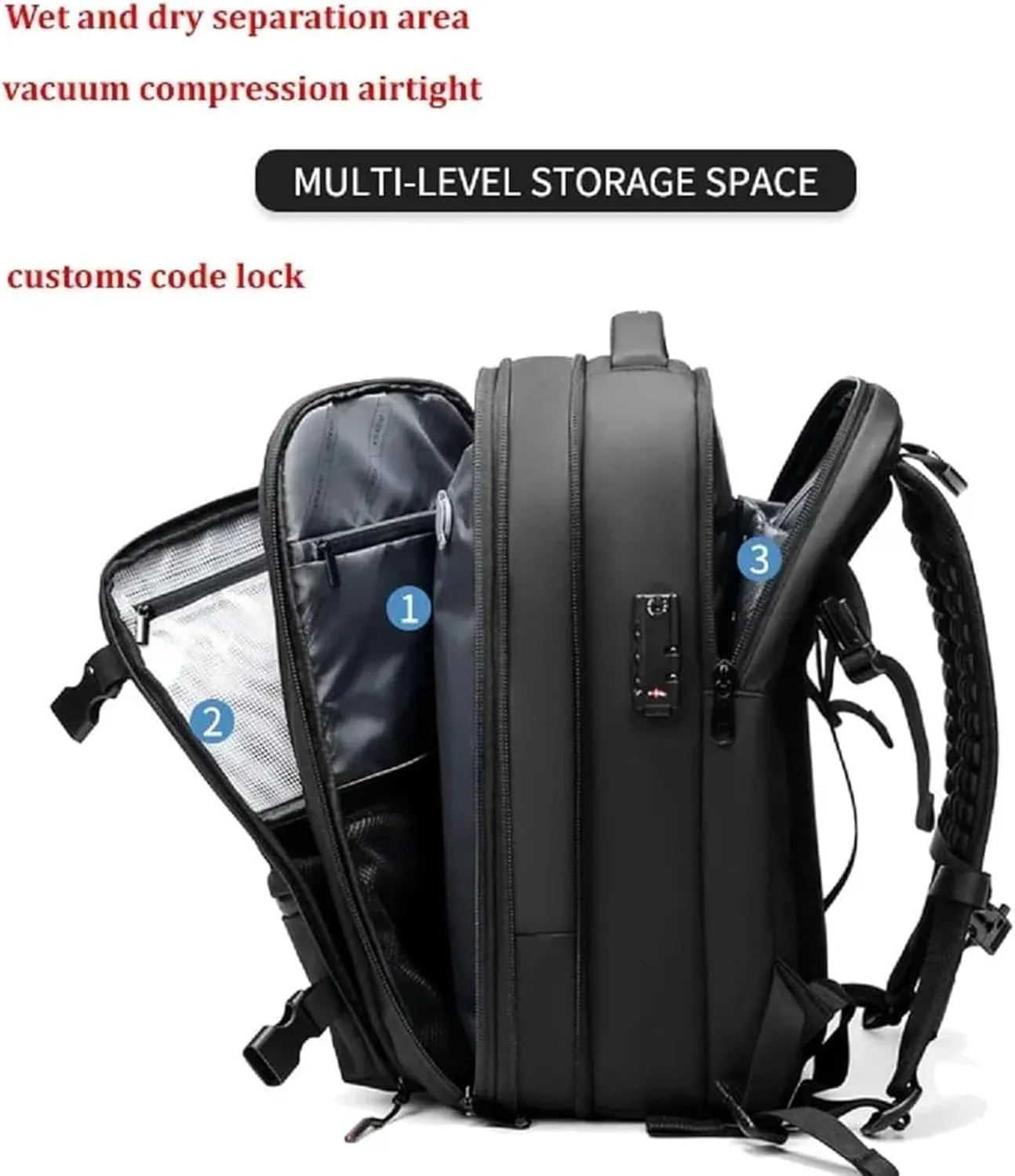 Aeropack Backpack,Aeropack Vacuum Compression Backpack,Expandable Backpacks for Airplanes, 60l,Waterproof,Anti Theft Backpack(Blue)