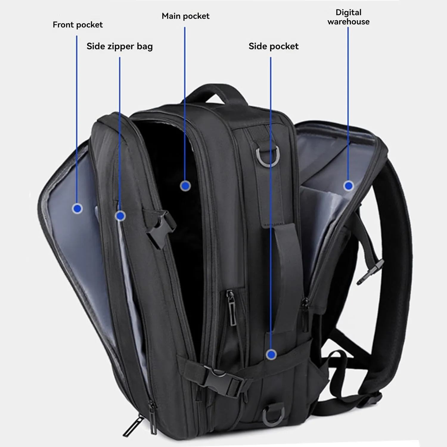 Airback Backpack, Travel Backpack with Vacuum System, Expandable Backpack with Vacuum Compression (Style E,One Size)
