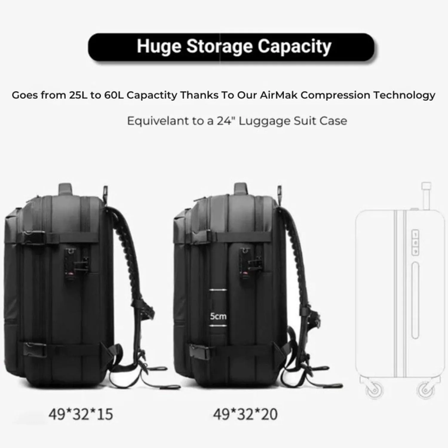 Airmak Vacuum Backpack, Maklot Seal Compression Travel Bag With Pump, Multifunctional Expandable Waterproof Carry on Laggage (Blue)