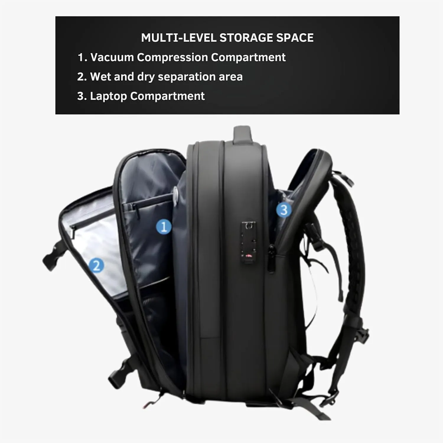 Airmak Vacuum Backpack, Maklot Seal Compression Travel Bag With Pump, Multifunctional Expandable Waterproof Carry on Laggage (Blue)