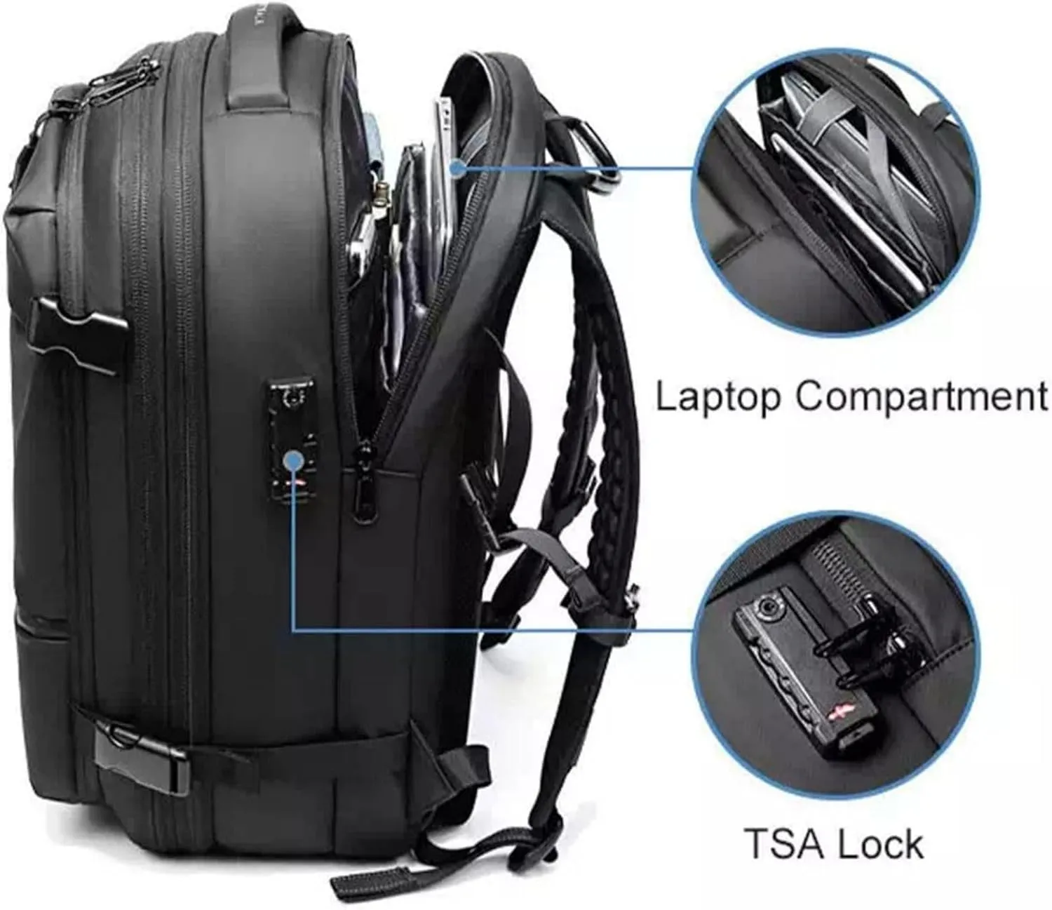 Airvac Backpack, Airvac Travel Backpack Bag, Spence Vac Vacuum Bag for Travel with Wireless Vacuum Pump Reusable Compression Suitcases Space Saver 60L (Black Pump)
