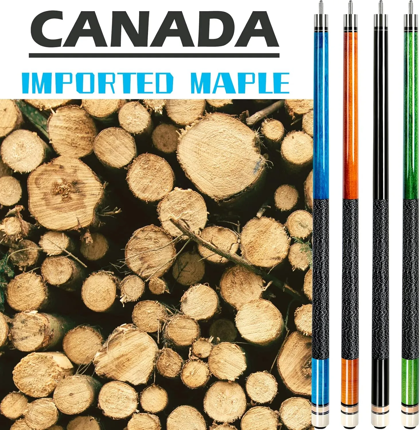 AKLOT Pool Cues,58" Pool Cue Stick Canadian Maple Wood Billiard Cues Sticks for Professional Billiard Players 18 19 20 21 oz