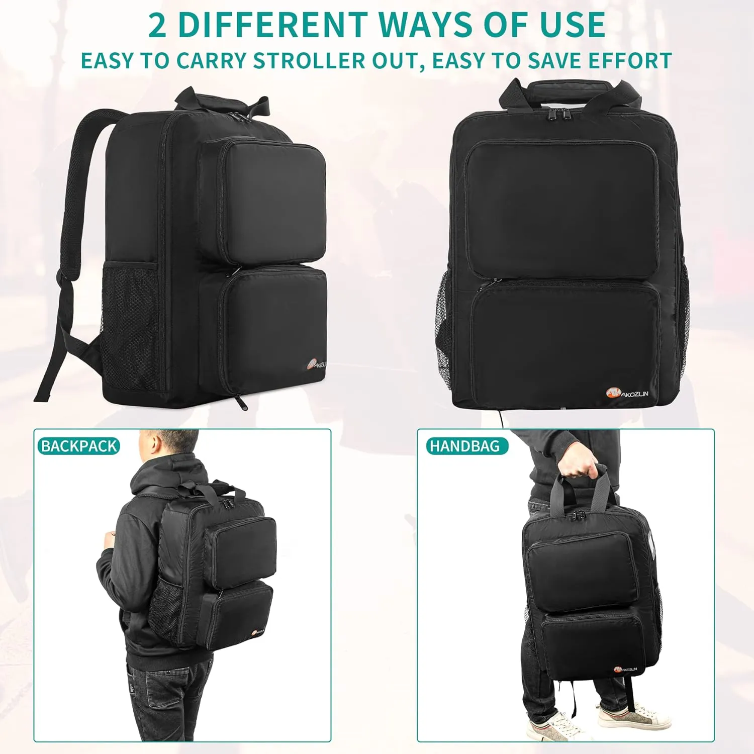 AKOZLIN Foldable Stroller Travel Bag Backpack 14.2"x6"x18.2"Compatible for Gb Pockit Air Plus Stroller Carry Bag[not for Gb all-city]
