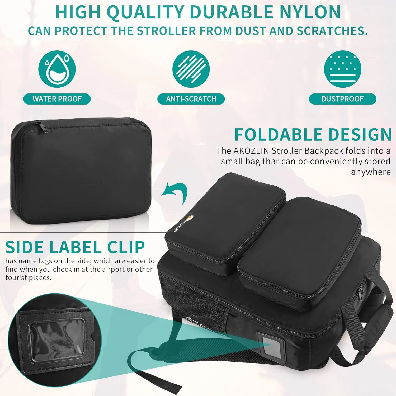 AKOZLIN Foldable Stroller Travel Bag Backpack 14.2"x6"x18.2"Compatible for Gb Pockit Air Plus Stroller Carry Bag[not for Gb all-city]