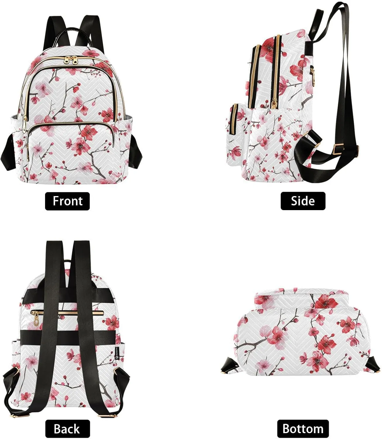 ALAZA Cherry Blossoms Pink Red Mini Backpack Purse for Women Travel Bag Lightweight Shoulder Bag Fashion Daypack