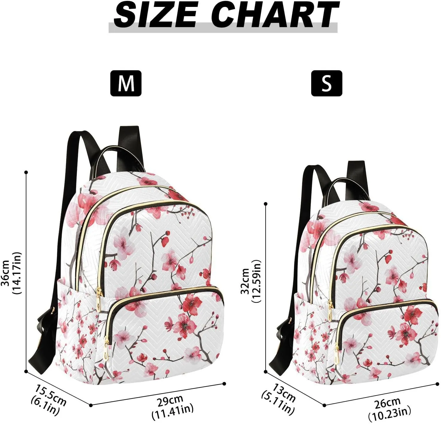 ALAZA Cherry Blossoms Pink Red Mini Backpack Purse for Women Travel Bag Lightweight Shoulder Bag Fashion Daypack