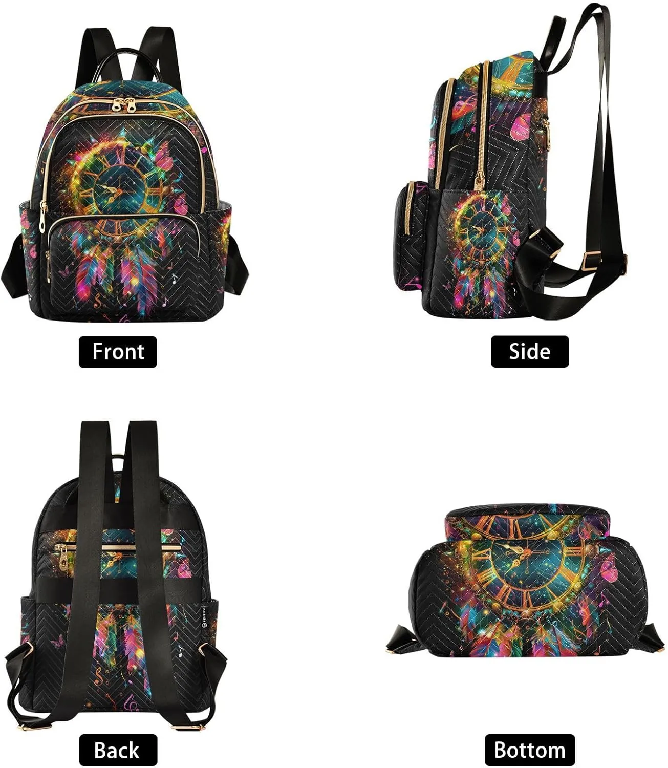 ALAZA Clock with Roman Numerals Small Backpack Purse for Women Travel Bag Lightweight Shoulder Bag Fashion Daypack