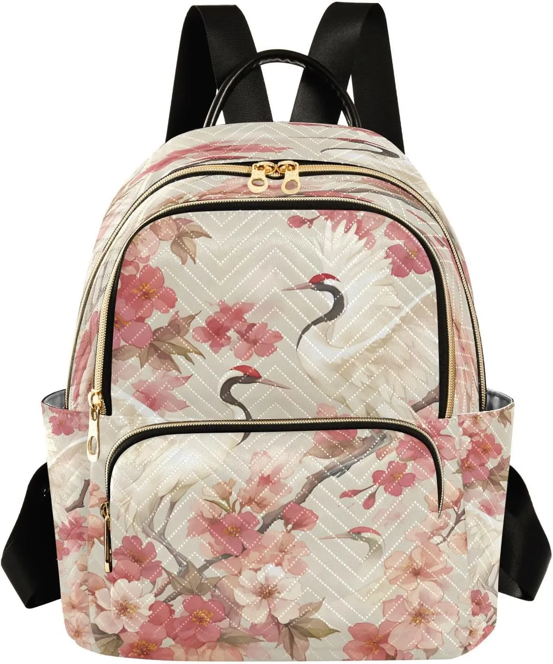 ALAZA Crane Flower Mini Backpack Purse for Women Travel Bag Lightweight Shoulder Bag Fashion Daypack
