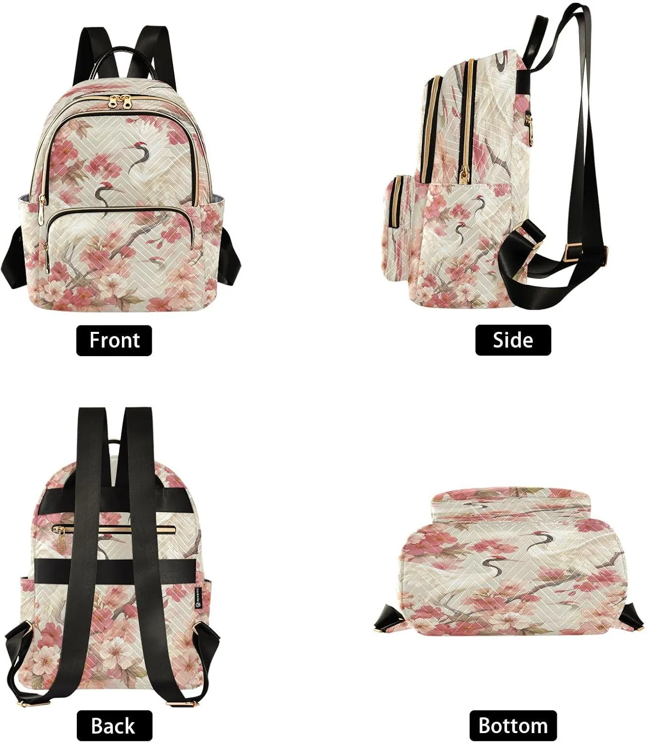 ALAZA Crane Flower Mini Backpack Purse for Women Travel Bag Lightweight Shoulder Bag Fashion Daypack