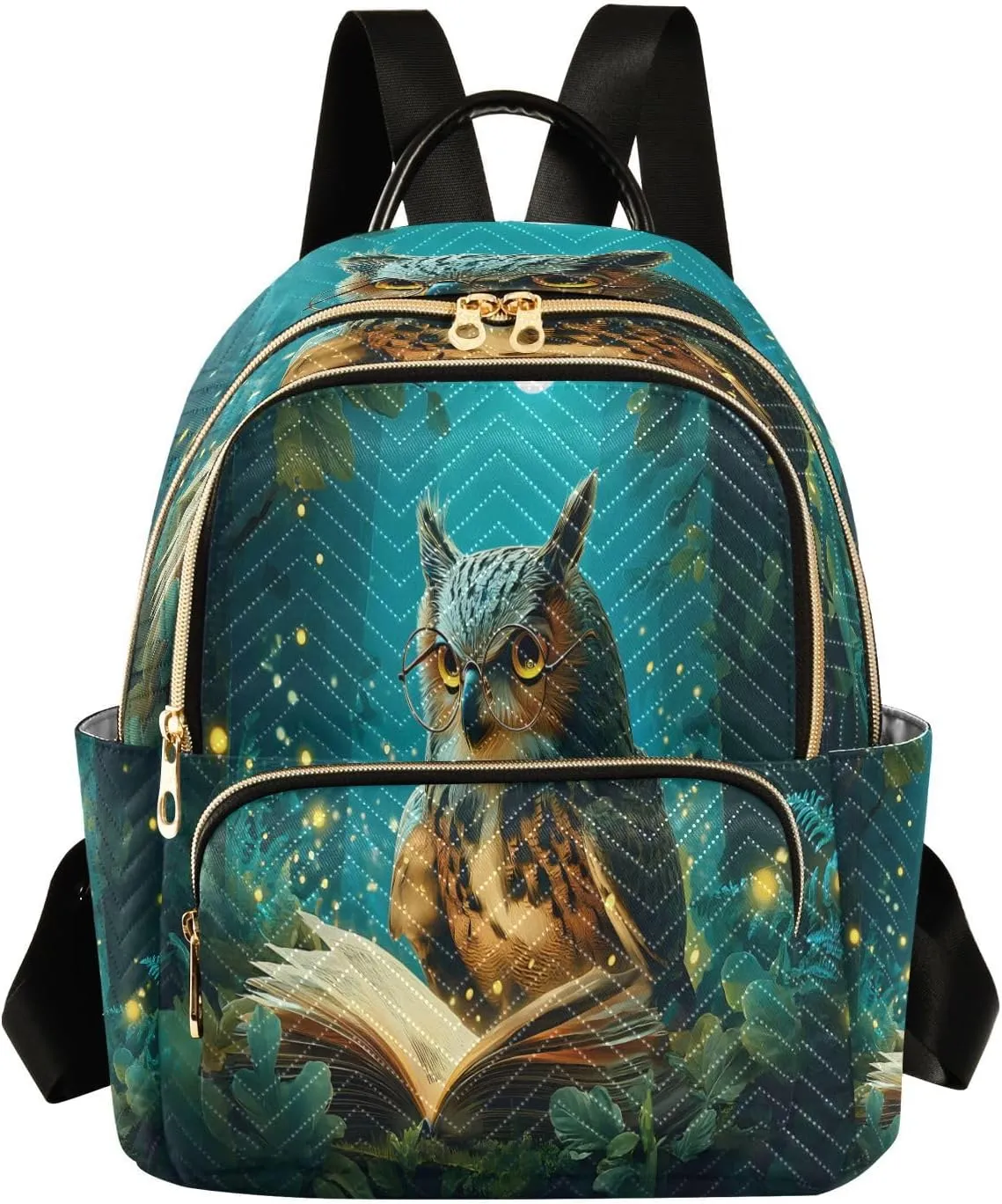 ALAZA Mysterious Owl Forest Small Backpack Purse for Women Travel Bag Lightweight Shoulder Bag Fashion Daypack