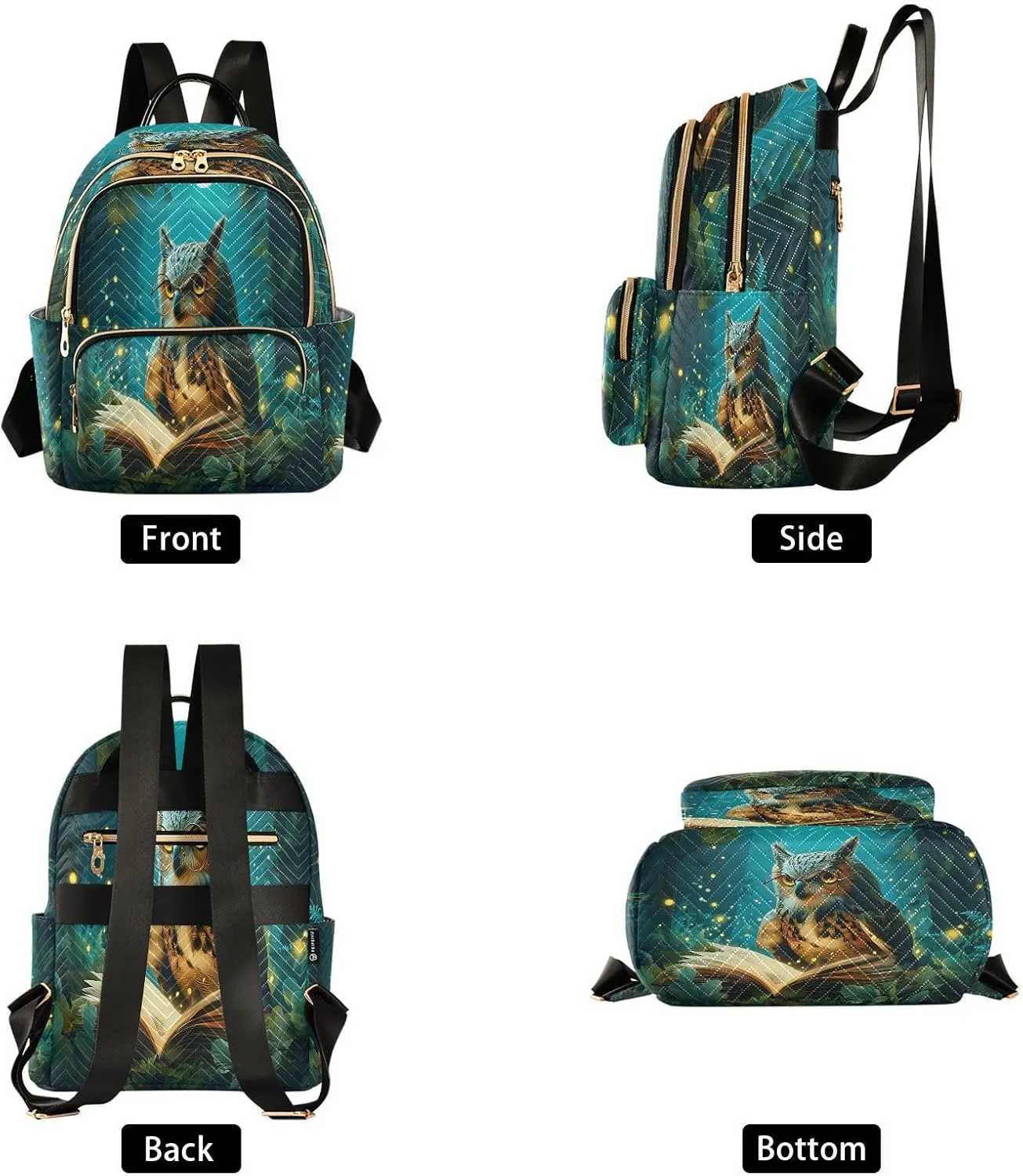 ALAZA Mysterious Owl Forest Small Backpack Purse for Women Travel Bag Lightweight Shoulder Bag Fashion Daypack