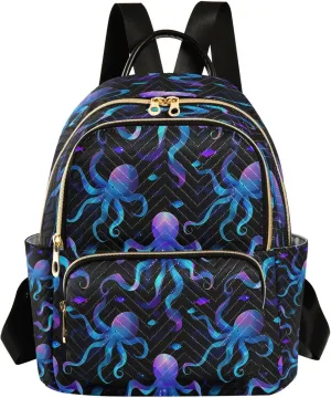 ALAZA Octopus Pattern Mini Backpack Purse for Women Travel Bag Lightweight Shoulder Bag Fashion Daypack