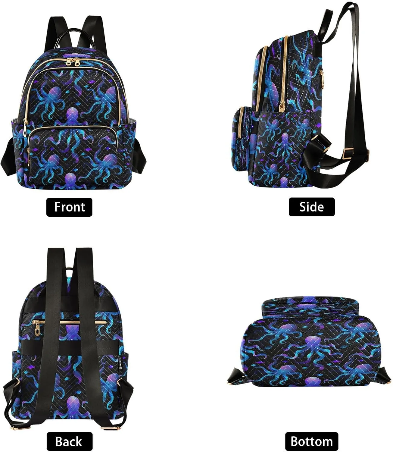 ALAZA Octopus Pattern Mini Backpack Purse for Women Travel Bag Lightweight Shoulder Bag Fashion Daypack