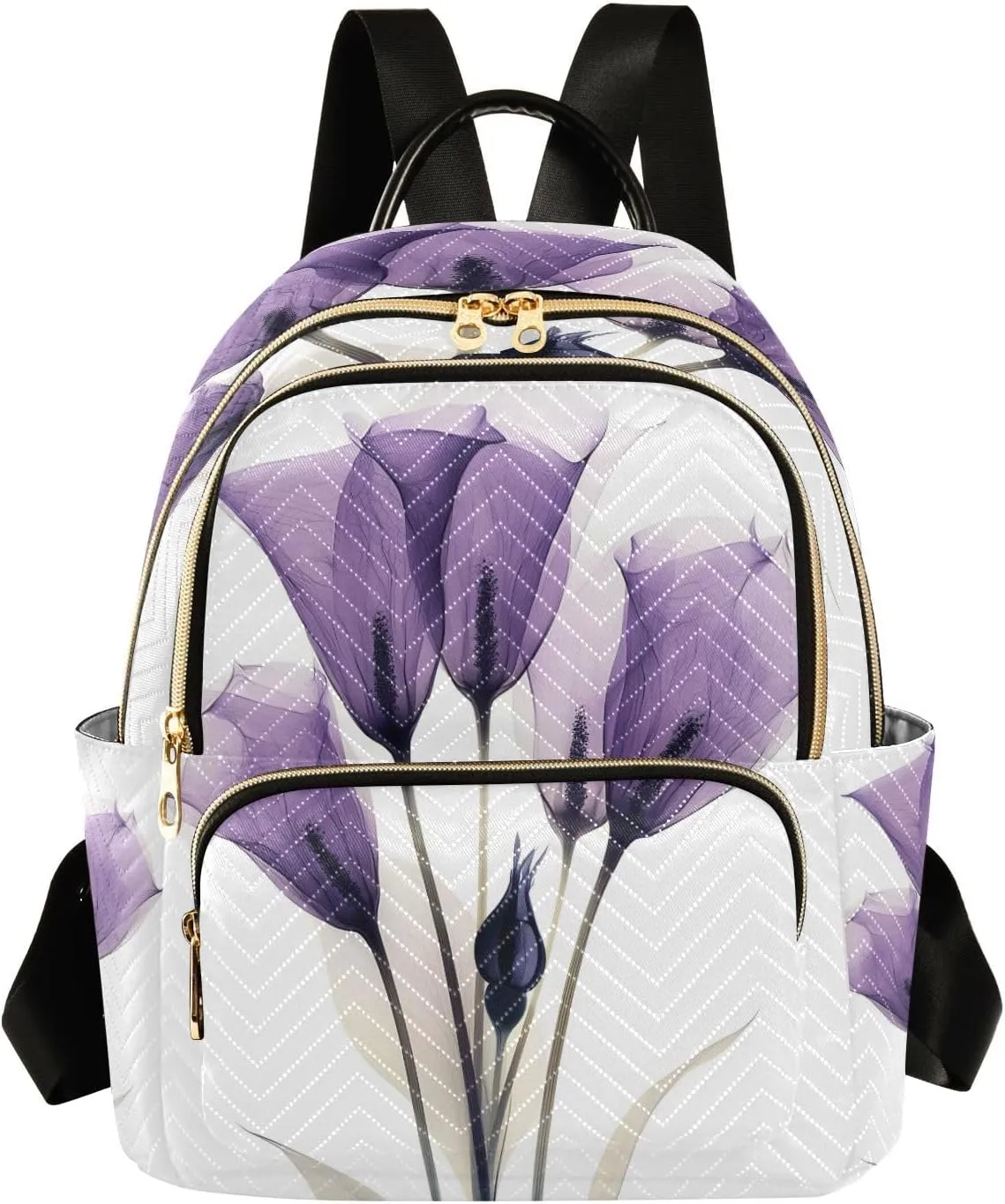 ALAZA Purple Tulip Flowers Mini Backpack Purse for Women Travel Bag Lightweight Shoulder Bag Fashion Daypack