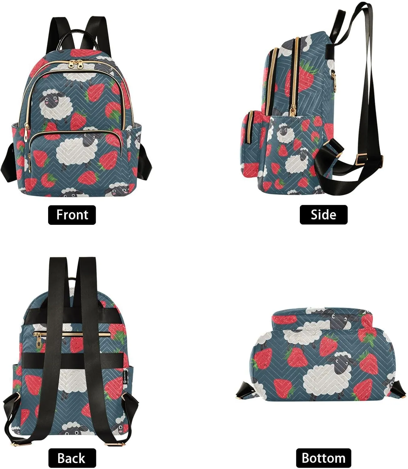 ALAZA Sheep Eating Strawberries Small Backpack Purse for Women Travel Bag Lightweight Shoulder Bag Fashion Daypack349