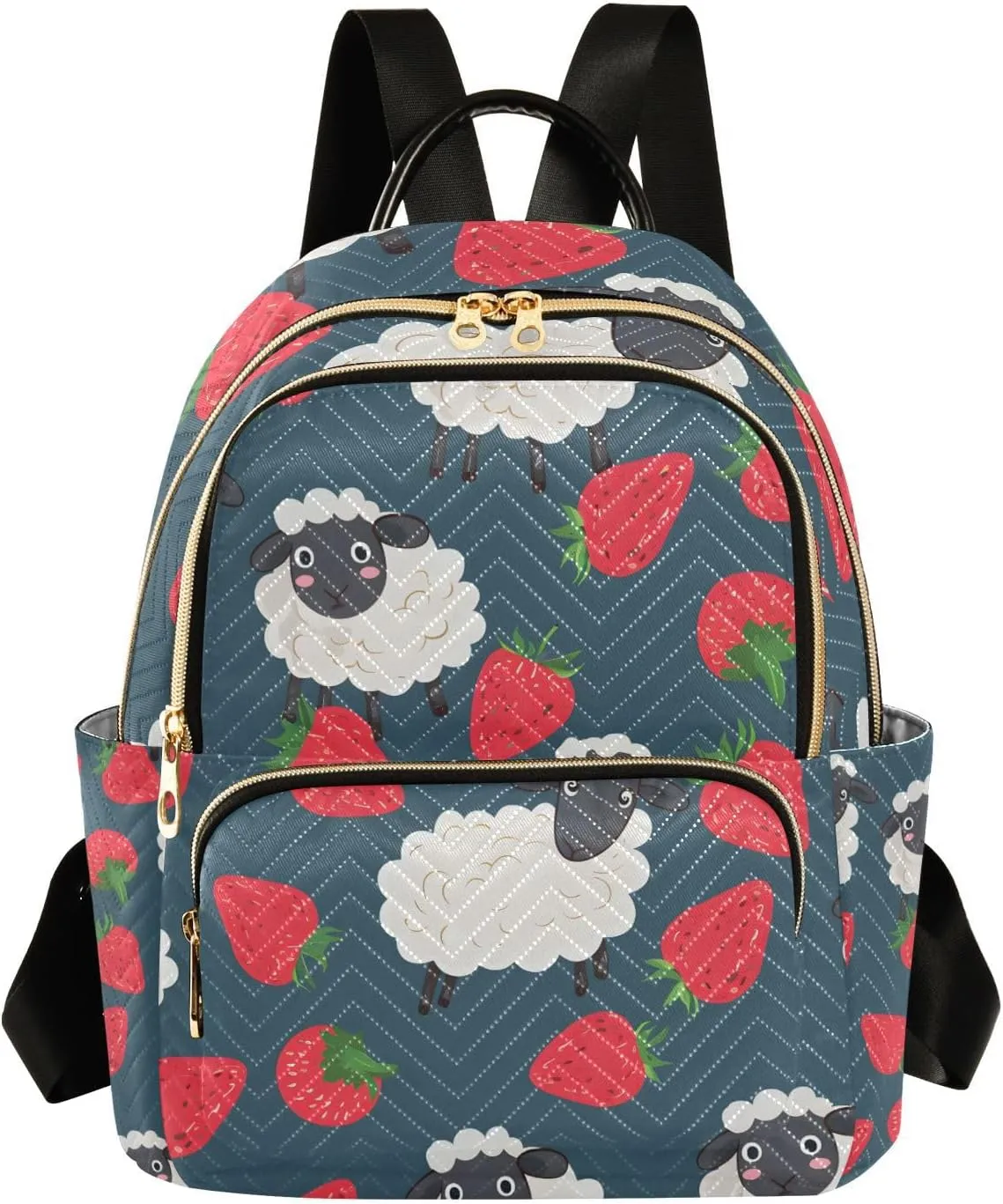 ALAZA Sheep Eating Strawberries Small Backpack Purse for Women Travel Bag Lightweight Shoulder Bag Fashion Daypack349