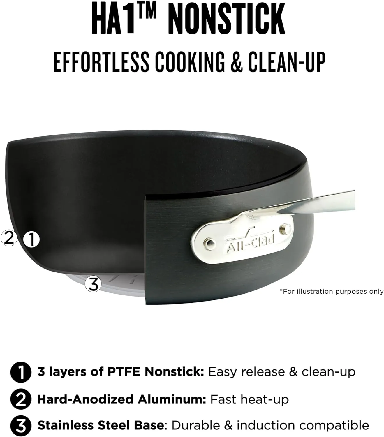 All-Clad HA1 Hard Anodized Nonstick Pots and Pans Set Non Stick Cookware Sets, Oven Broiler Safe 500F, Black