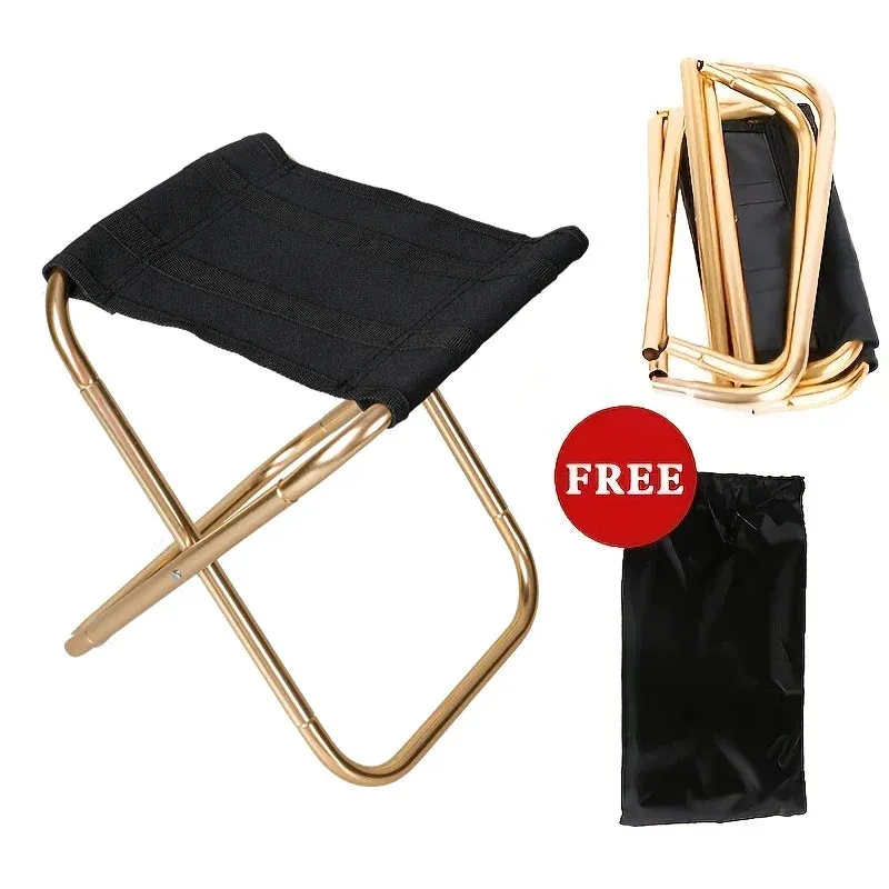 Alloy Seat With Stool Outdoor Fishing Camping Aluminum Specialized items Limited access Folding Golden Bag Camping Chair Chair