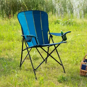 ALPHA CAMP Folding Camping Chair Portable Outdoor Lawn Chair Padded Lightweight Chair Metal Frame Heavy Duty Chair Sports Bag Chairs for Beach Hiking Fishing with Cup Drink Holder, Capacity-300lbs
