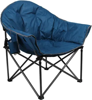 ALPHA CAMP Oversized Camping Chairs Padded Moon Round Chair Saucer Recliner with Folding Cup Holder and Carry Bag