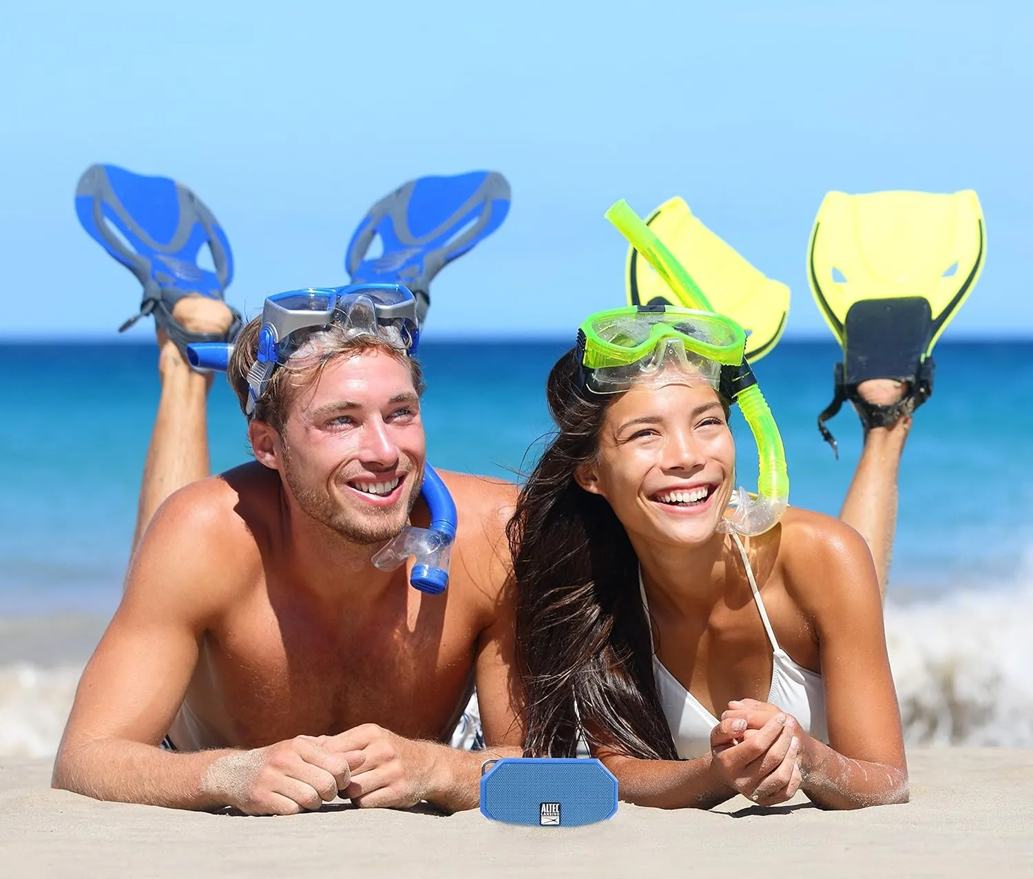 Altec Lansing Portable Bluetooth Speaker – IP67 Waterproof Outdoor Speaker with 30-Foot Range and 6-Hour Battery – Floating Shockproof Wireless Speaker for Beach, Shower, Home and Car (Blue)