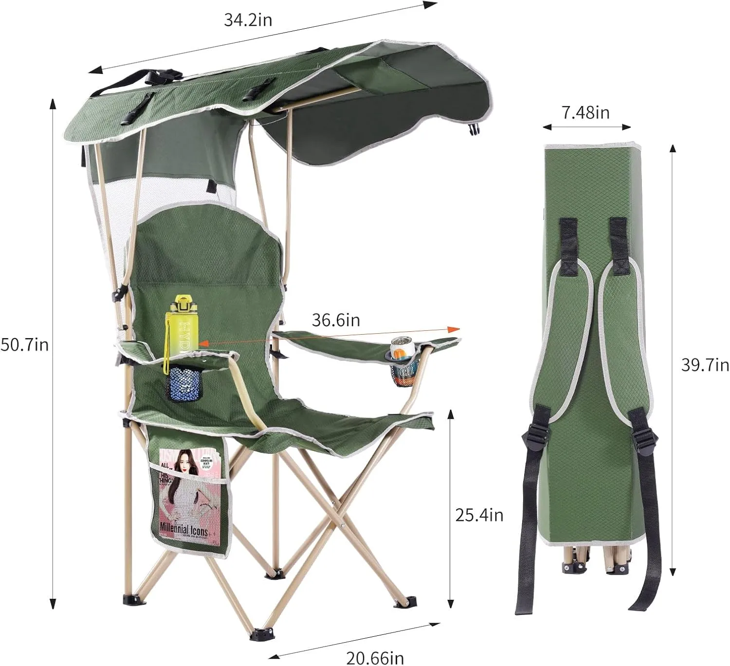 Amazing for less Folding Chair – Portable Outdoor Camping & Beach Chair (Olive Green (Shade), (2-Pack))