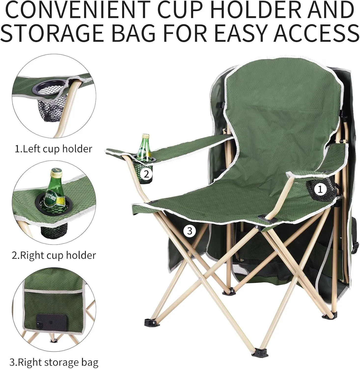 Amazing for less Folding Chair – Portable Outdoor Camping & Beach Chair (Olive Green (Shade), (2-Pack))