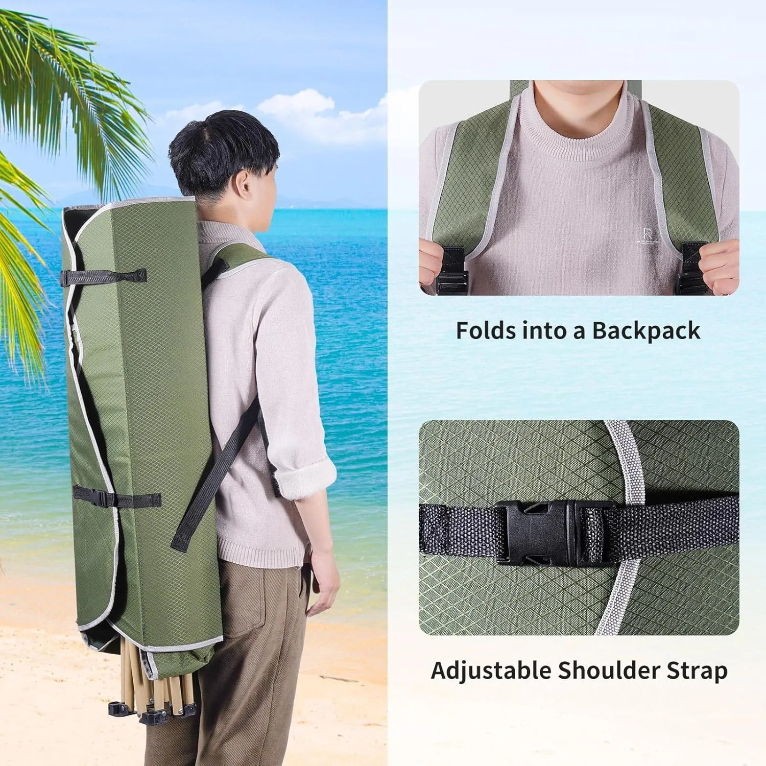 Amazing for less Folding Chair – Portable Outdoor Camping & Beach Chair (Olive Green (Shade), (2-Pack))