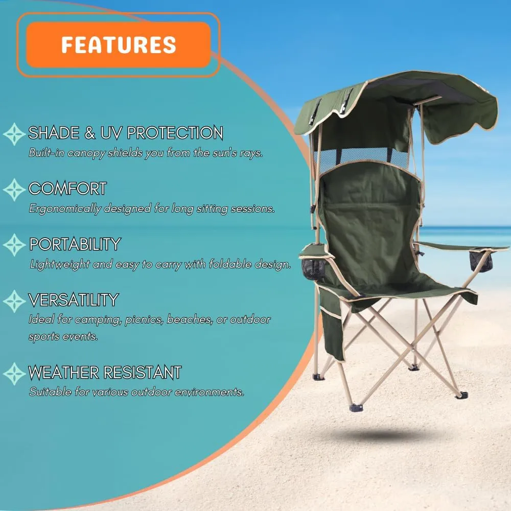 Amazing for less Folding Chair – Portable Outdoor Camping & Beach Chair (Olive Green (Shade), (2-Pack))