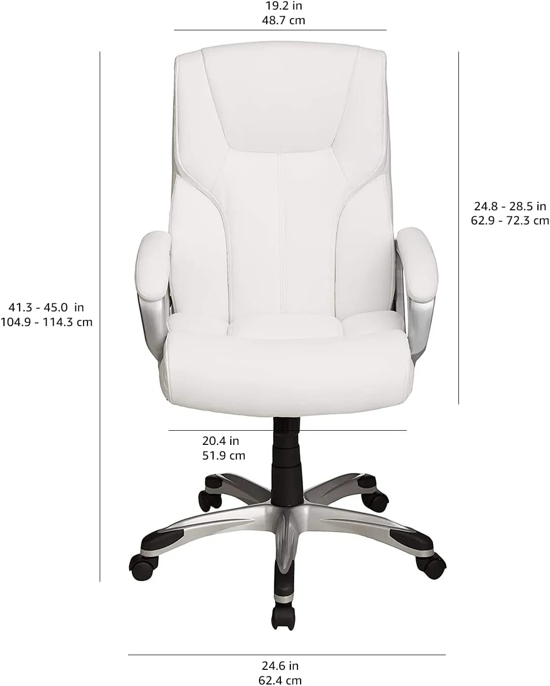 Amazon Basics Executive High Back Office Desk Chair, Adjustable Height, Tilt, Swivel, one Size, White/Pewter
