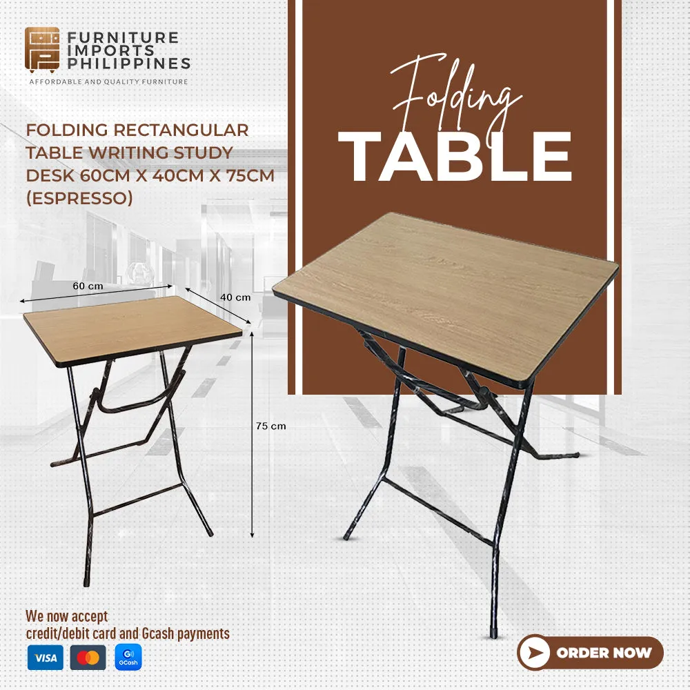 Amelia Portable Folding Table with Steel Legs – 40x60cm Rectangular Top, Sturdy & Space-Saving