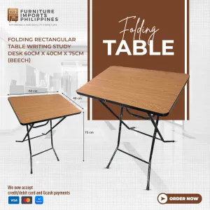 Amelia Portable Folding Table with Steel Legs – 40x60cm Rectangular Top, Sturdy & Space-Saving